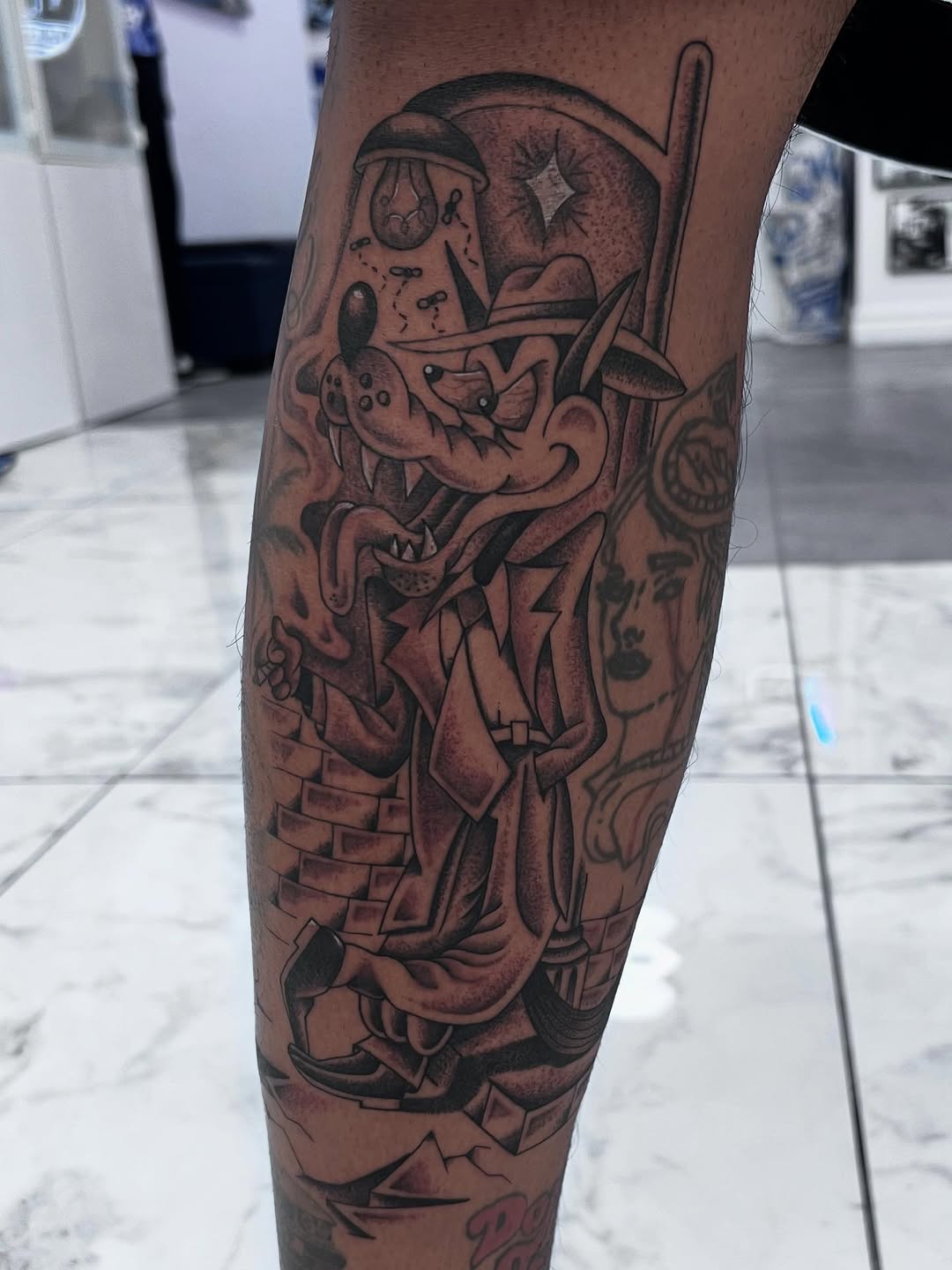 Tattoo by @peterpaychek — new_school, black_and_grey