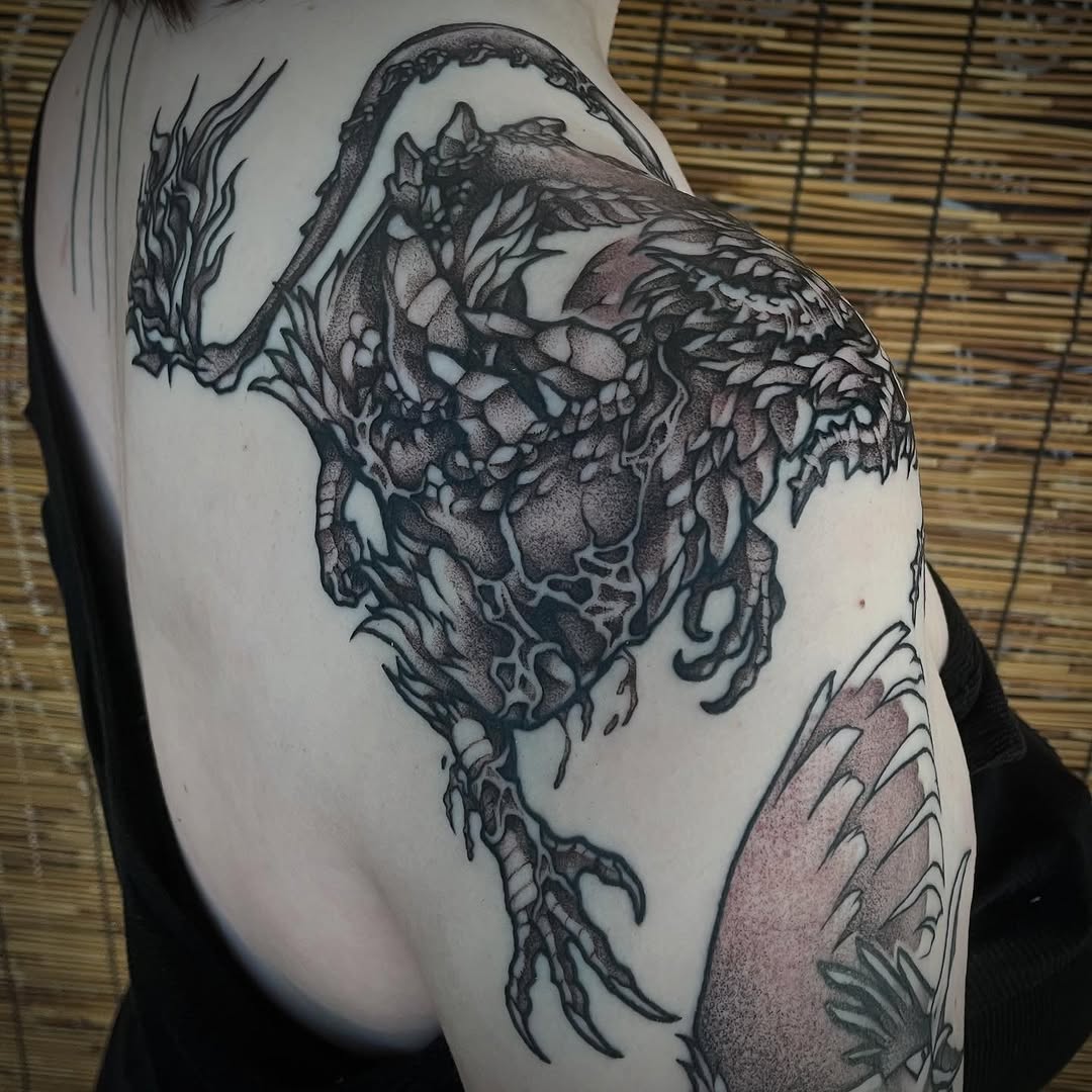 Tattoo by @darkwood.tattoos — blackwork, dotwork
