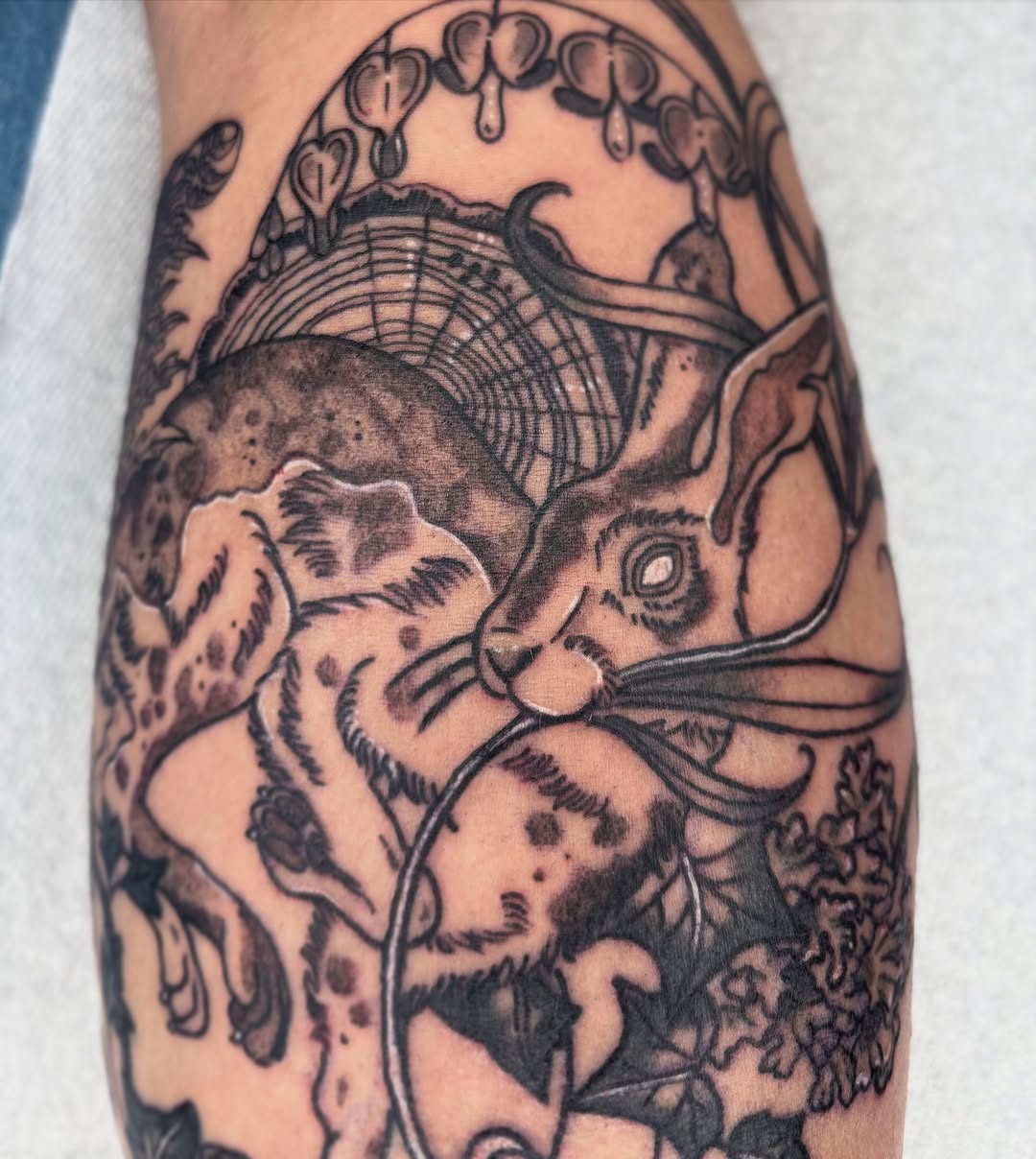 Tattoo by @destiney.tattoos — illustrative, black_and_grey