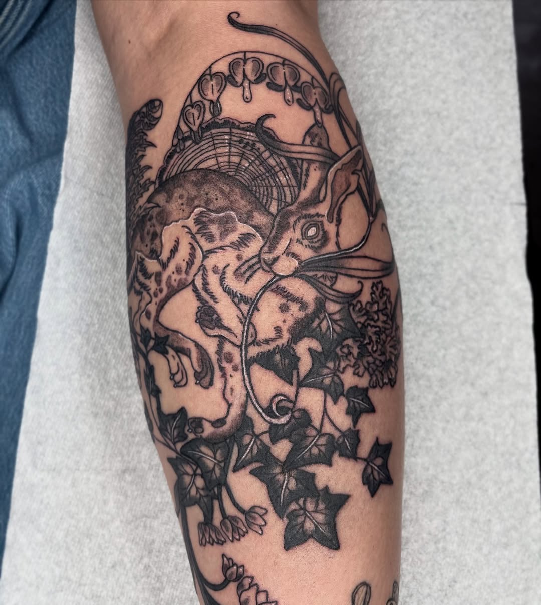 Tattoo by @destiney.tattoos — illustrative, black_and_grey