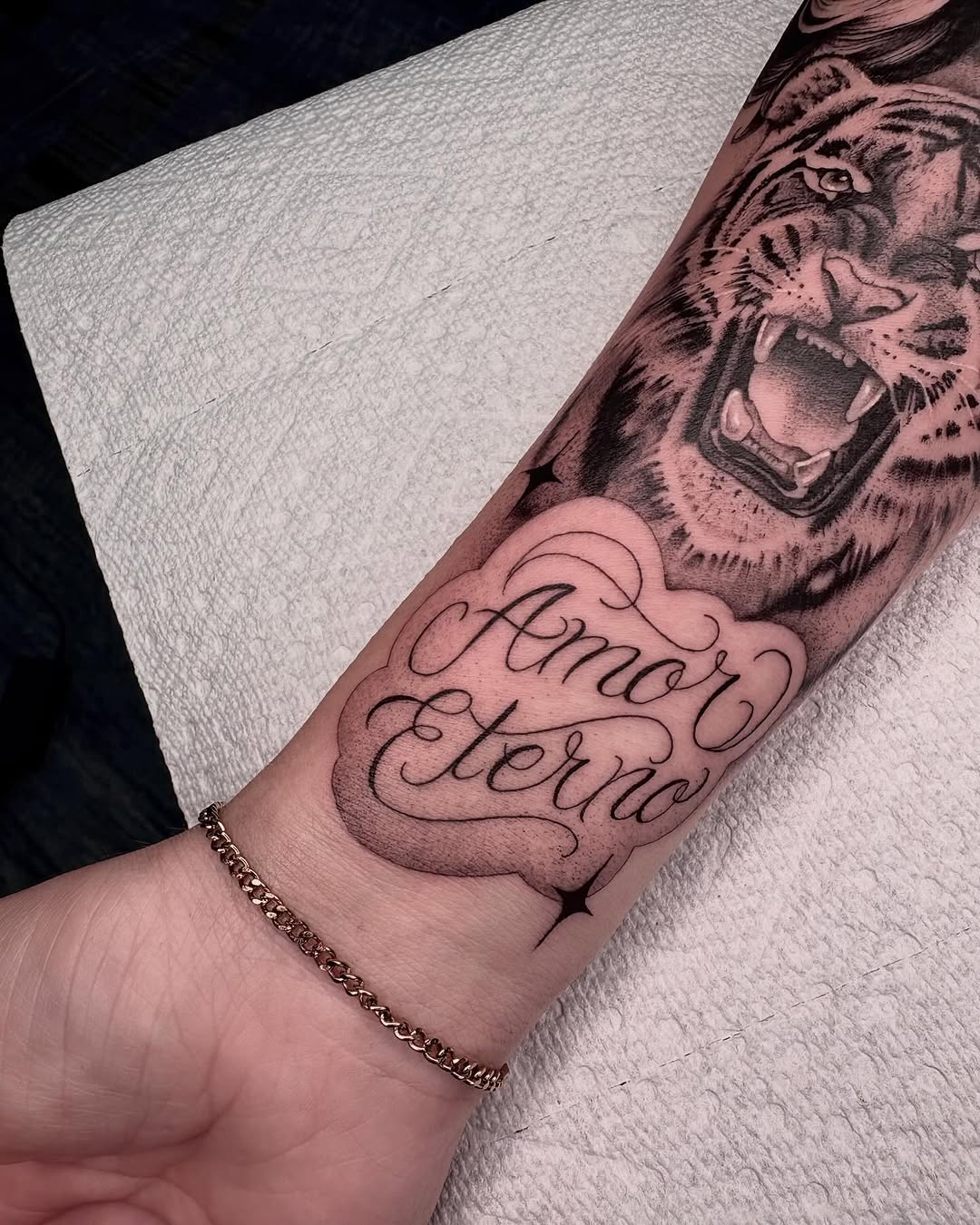 Tattoo by @spookyvuitton — realism, lettering_script