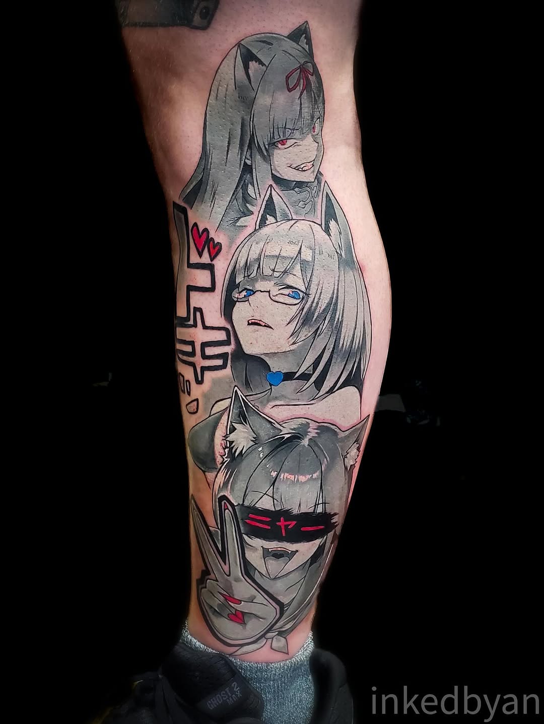 Tattoo by @anamarchant.art — anime, black_and_grey