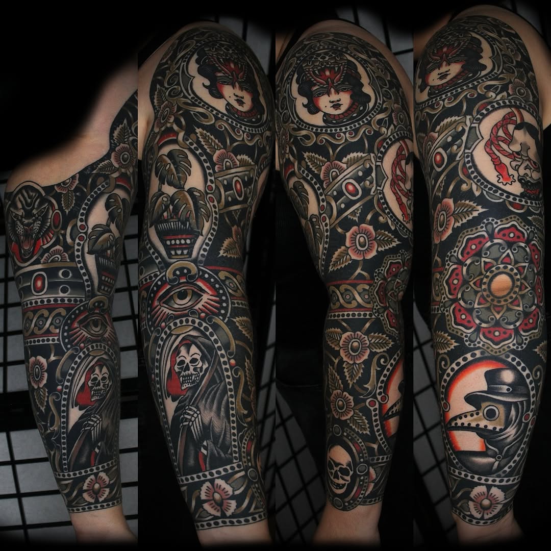 Tattoo by @dustinstemen — american_traditional, blackwork