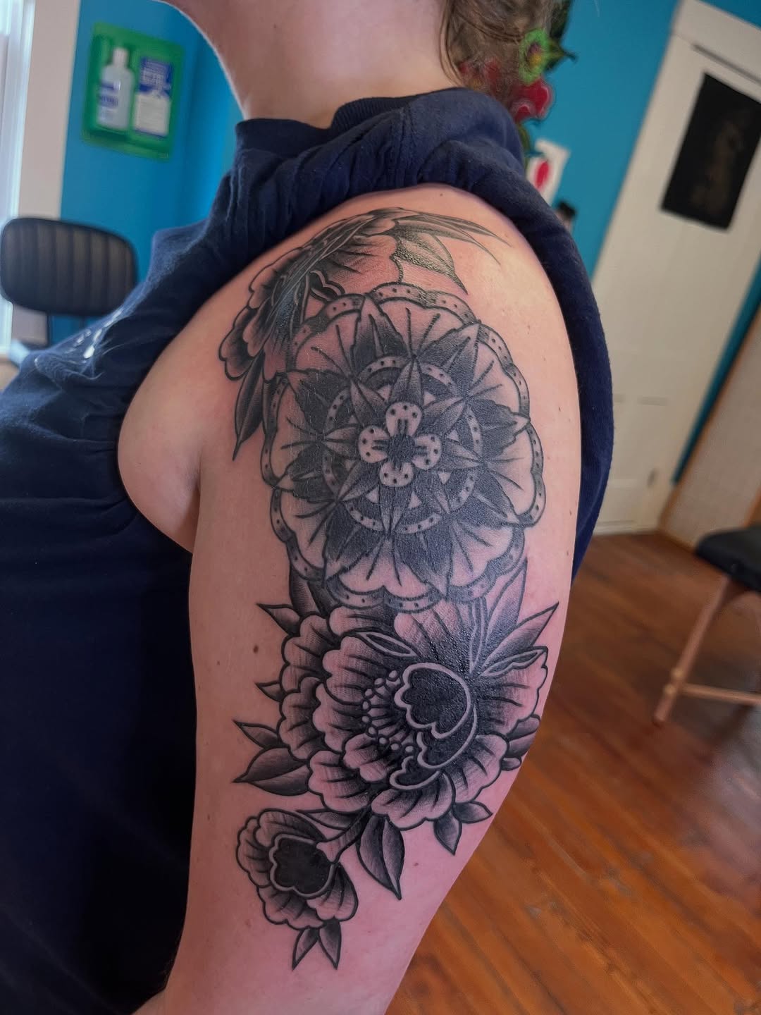 Tattoo by @robertcollinstattoo — black_and_grey, ornamental