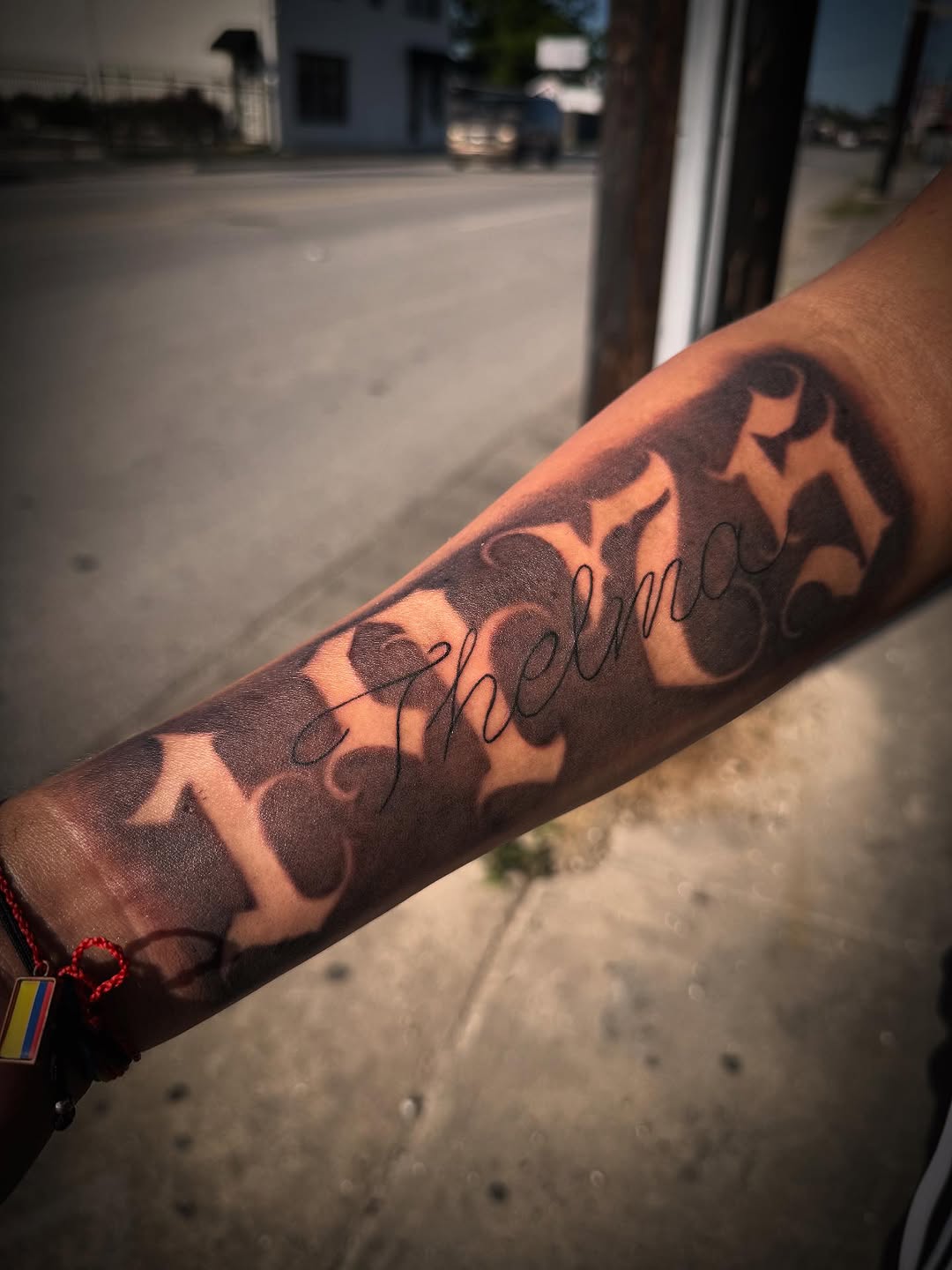 Tattoo by @tori_tattooz β lettering_script, black_and_grey
