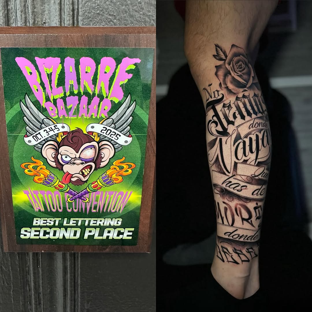 Tattoo by @hassintattoo — lettering_script, black_and_grey