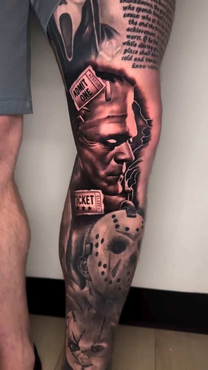 Tattoo by @nickcordovatattoos — dark_realism, black_and_grey
