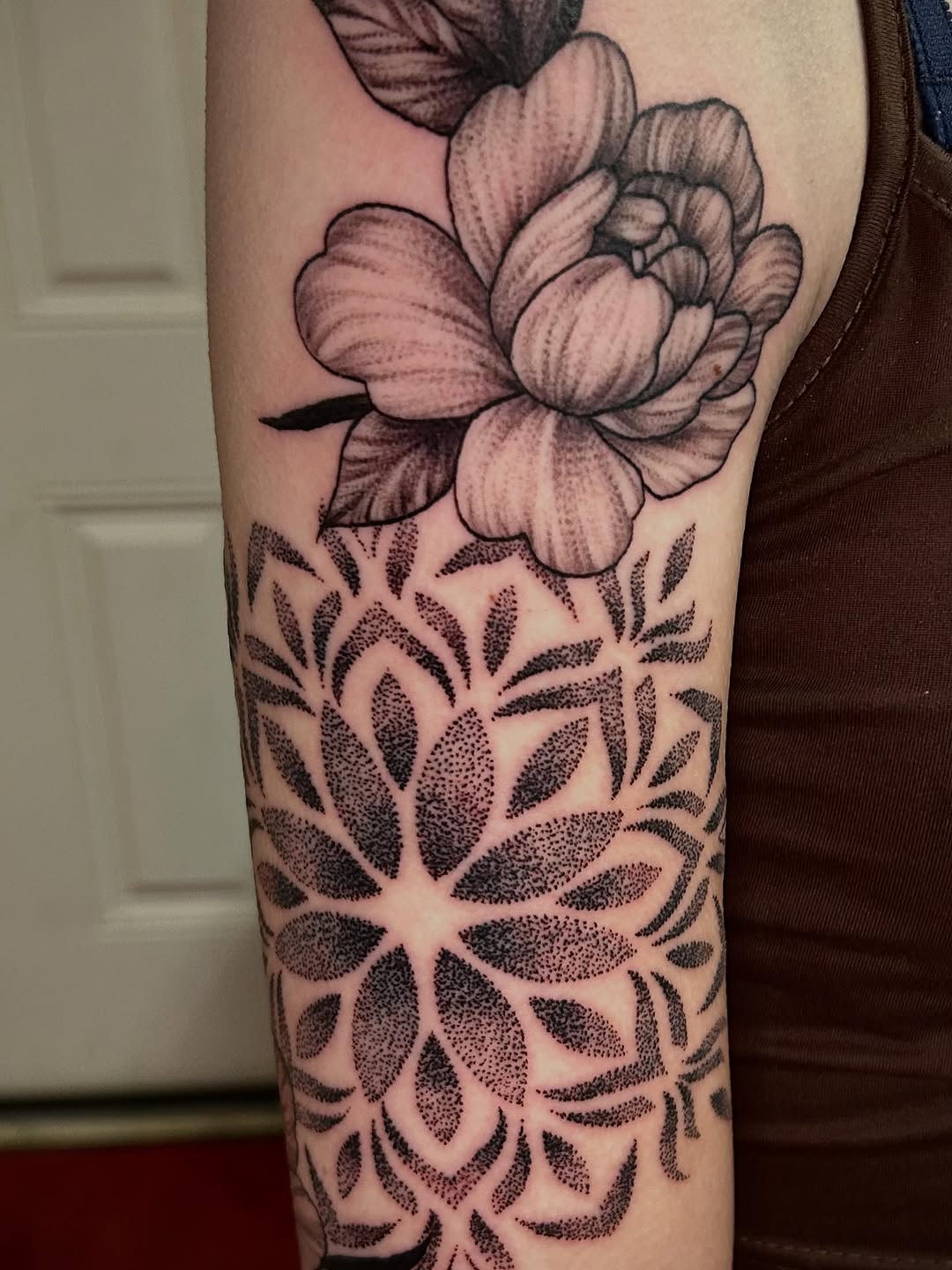 Tattoo by @elyse.ink — dotwork, black_and_grey