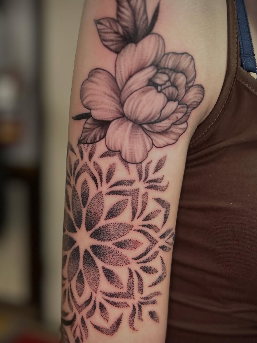 Tattoo by @elyse.ink — black_and_grey, dotwork