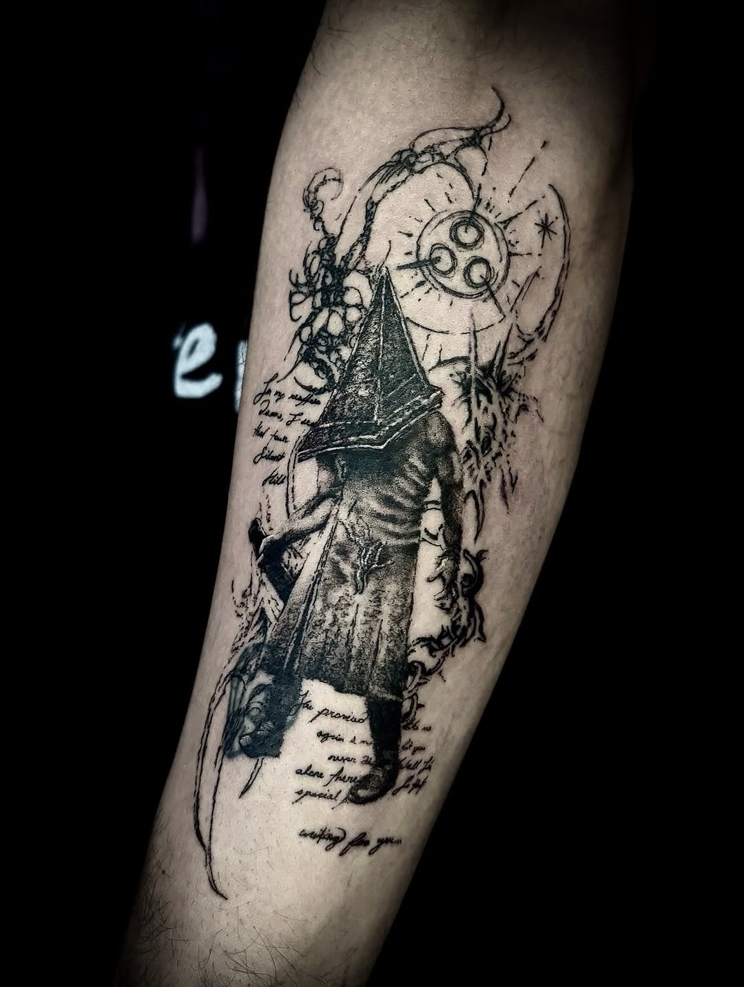 Tattoo by @hoodyink — black_and_grey, illustrative
