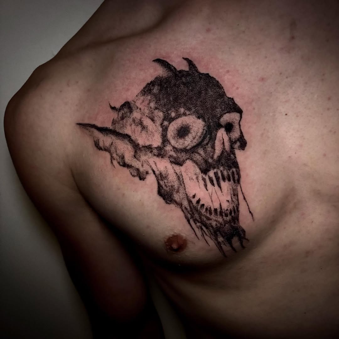 Tattoo by @unknownliquids — dark_realism, blackwork
