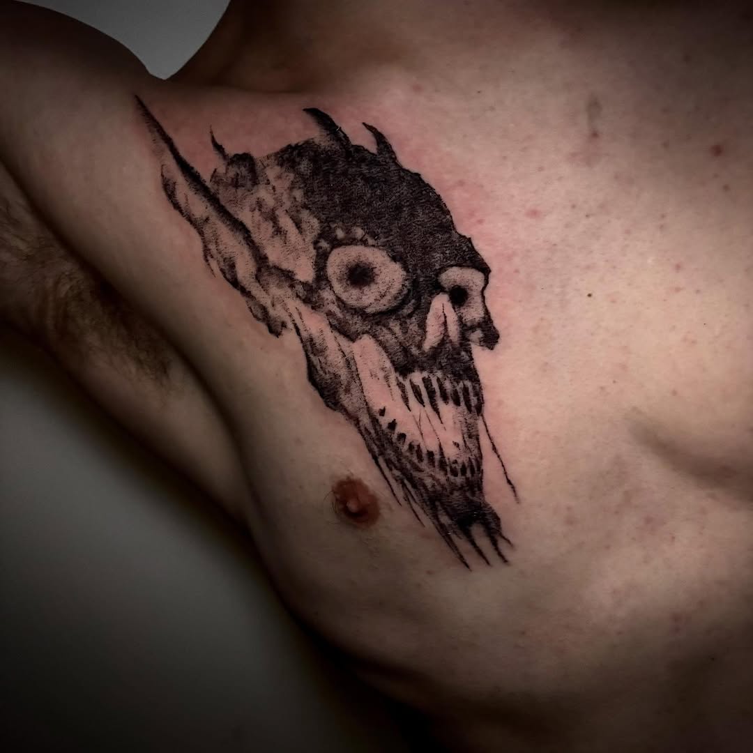 Tattoo by @unknownliquids — dark_realism, blackwork