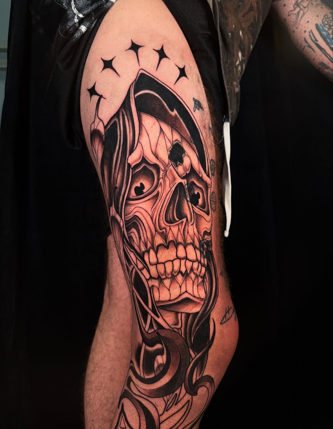 Tattoo by @xandratattoos — blackwork, illustrative