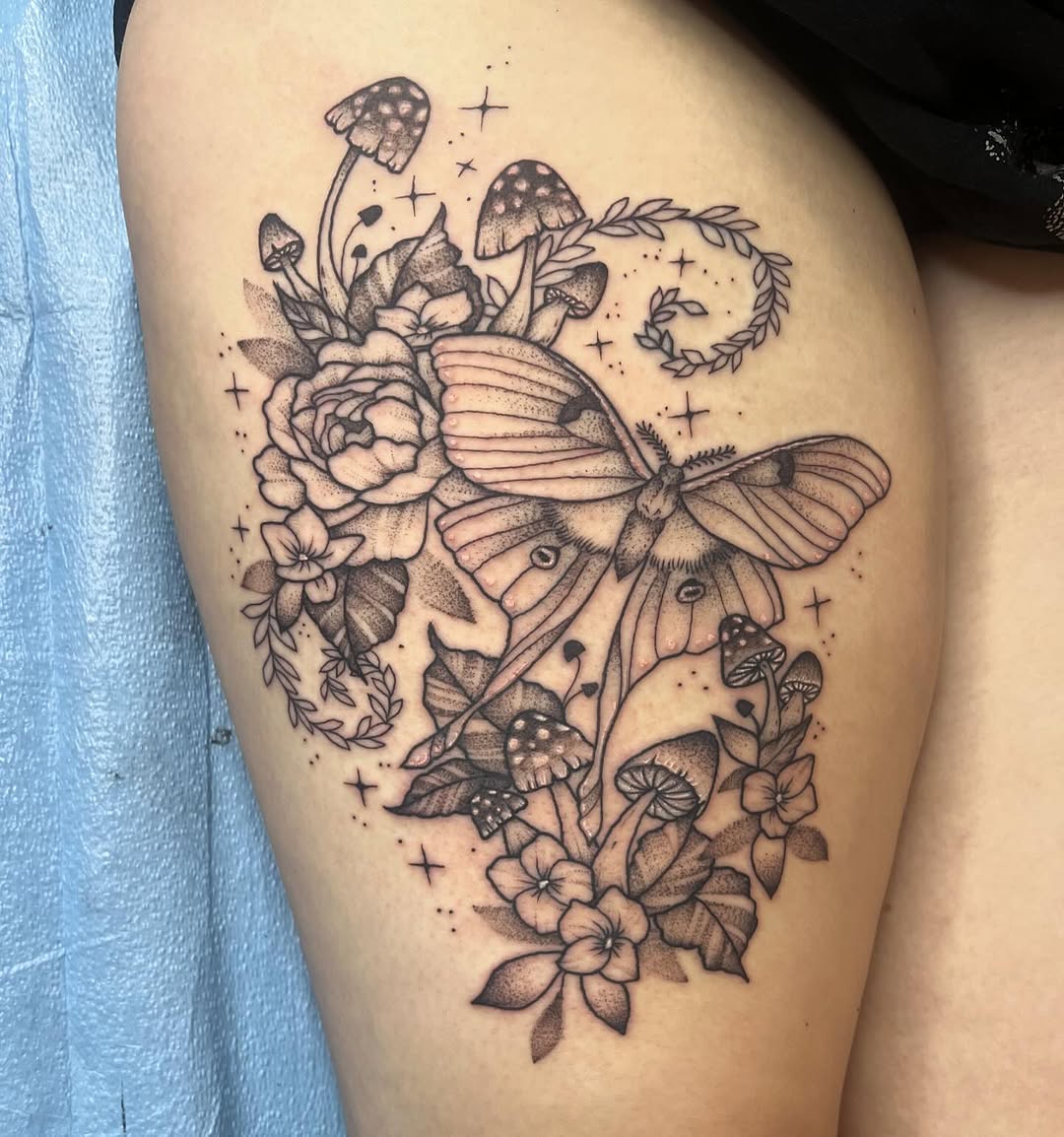 Tattoo by @tattoos.by.olivia β black_and_grey, dotwork