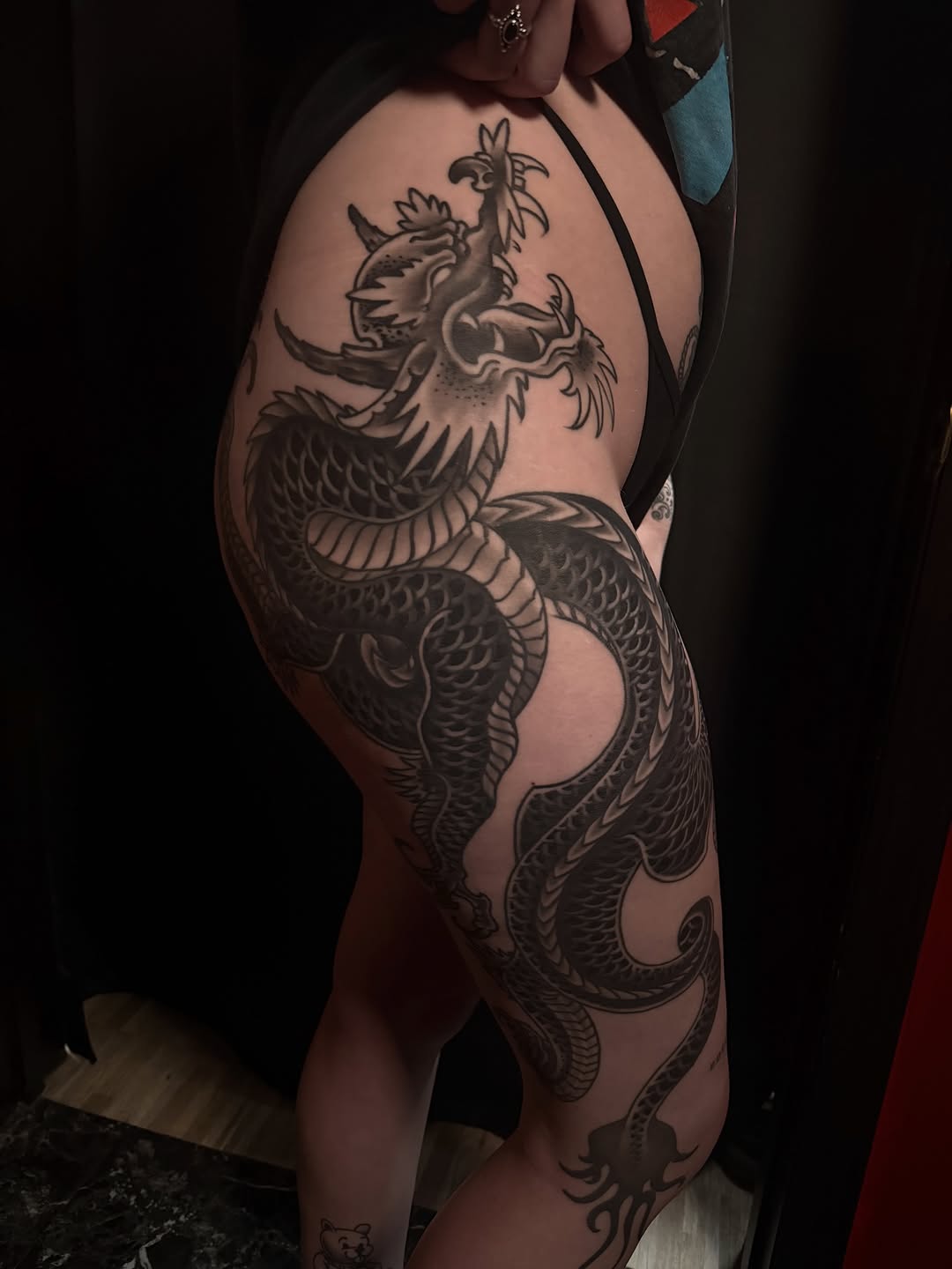 Tattoo by @taintidtats — japanese_irezumi, black_and_grey