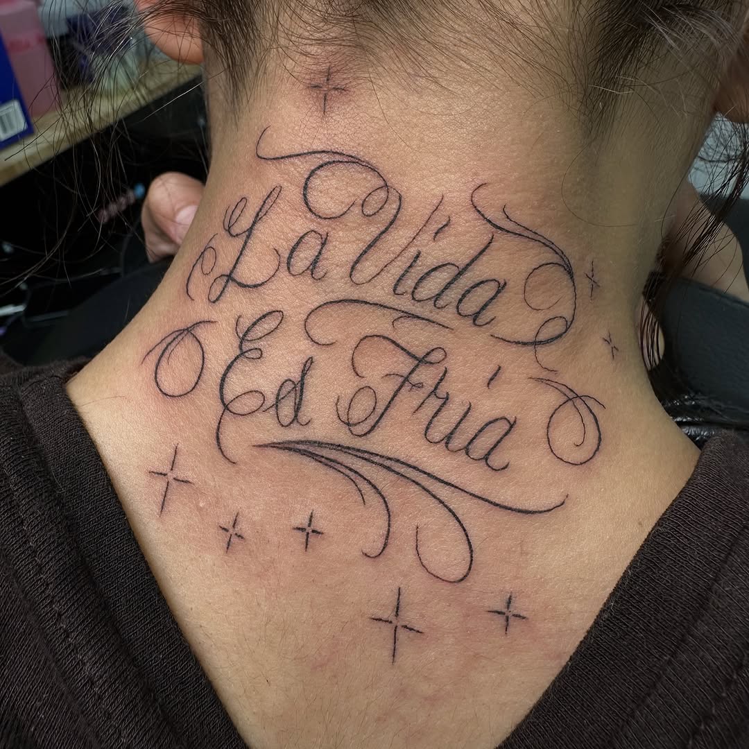 Tattoo by @yungmonalisaofficial — lettering_script, fine_line