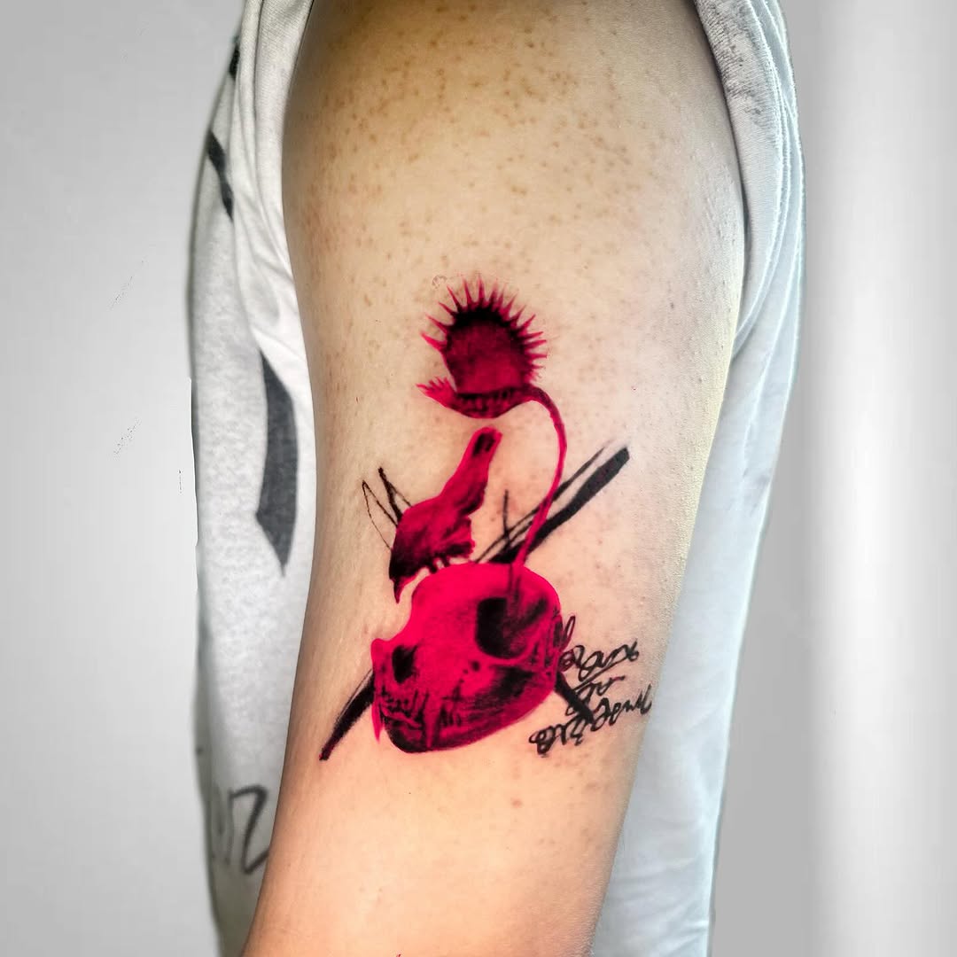 Tattoo by @effacermonexistence — trash_polka, lettering_script