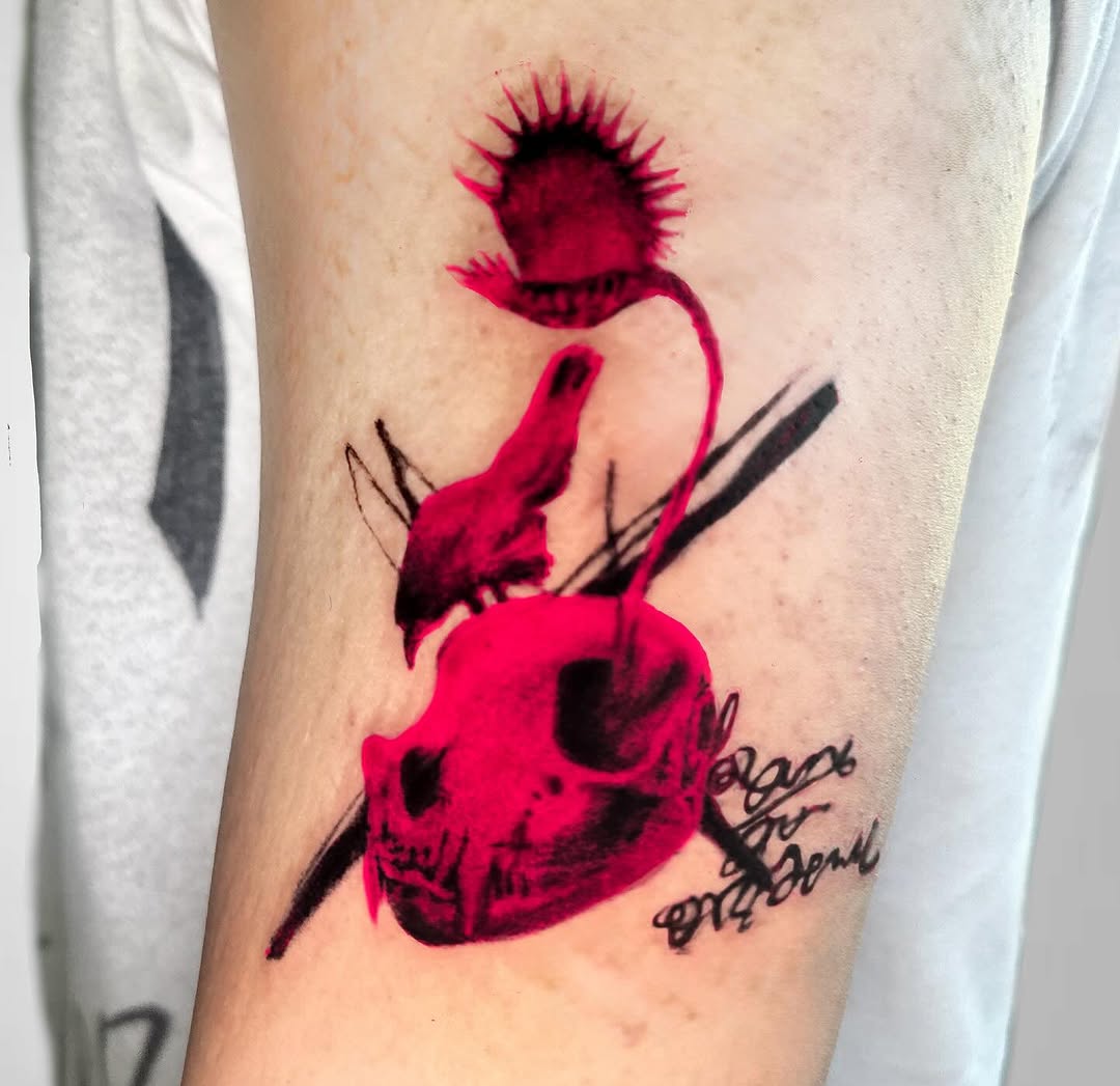 Tattoo by @effacermonexistence — trash_polka, lettering_script