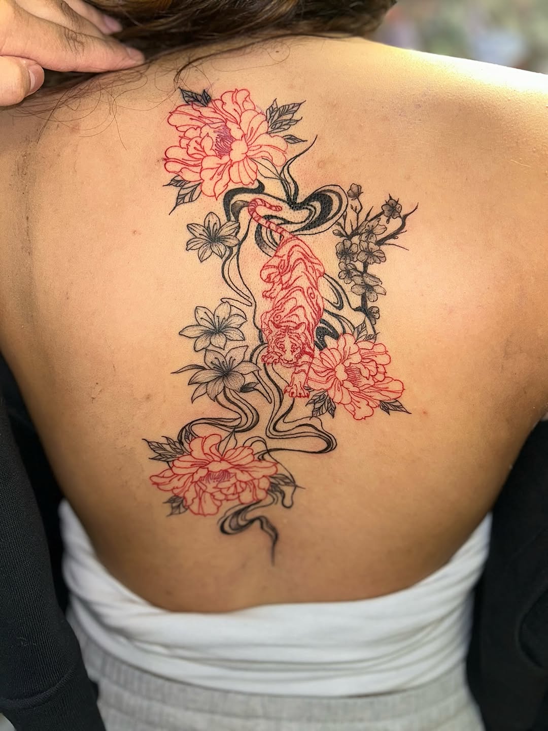 Tattoo by @hawkins.mirrandaa — fine_line, japanese_irezumi