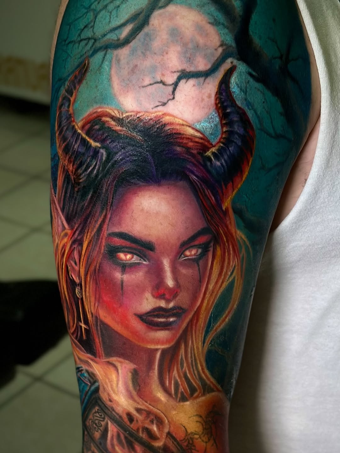Tattoo by @dustyrose.tattoo — realism, dark_realism