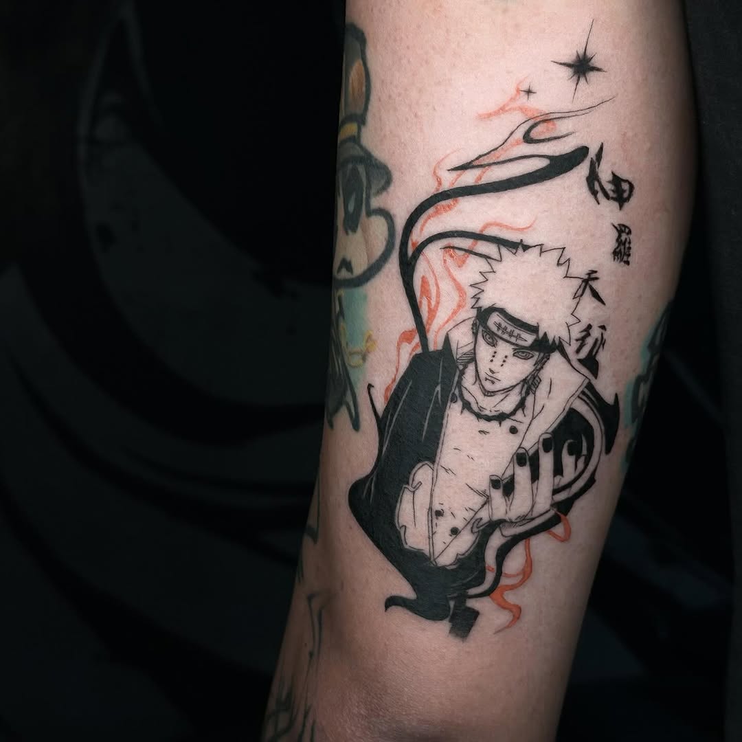 Tattoo by @gaoq.tattoo — anime, black_and_grey