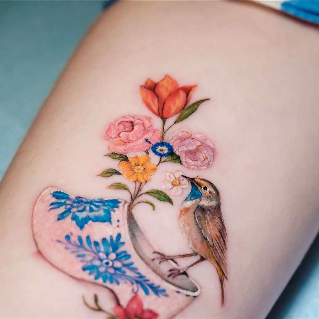 Tattoo by @inkynas — illustrative, watercolor