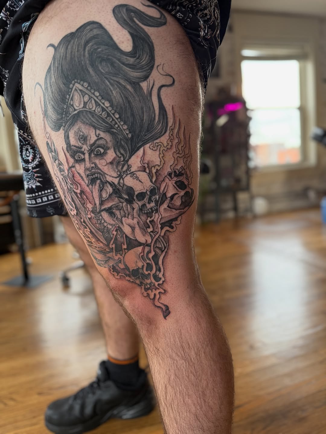 Tattoo by @blackbenny — black_and_grey, dark_realism