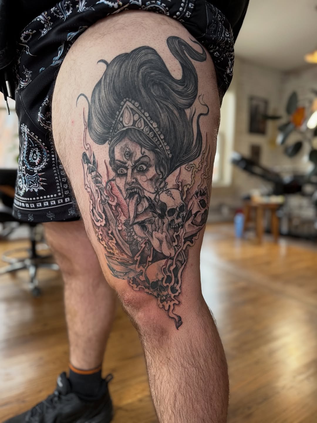 Tattoo by @blackbenny — black_and_grey, dark_realism