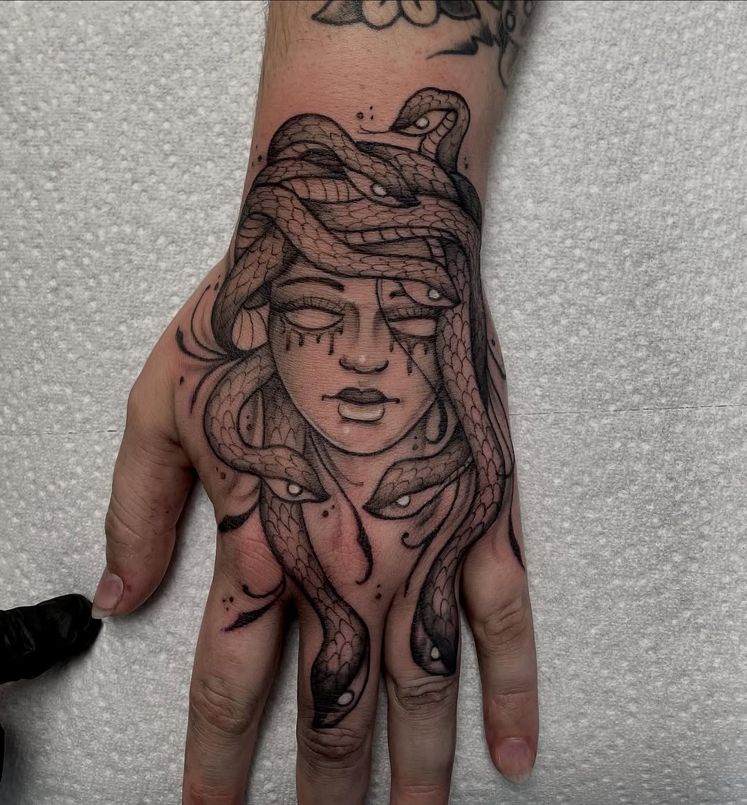 Tattoo by @mharristattoos — black_and_grey, dark_realism