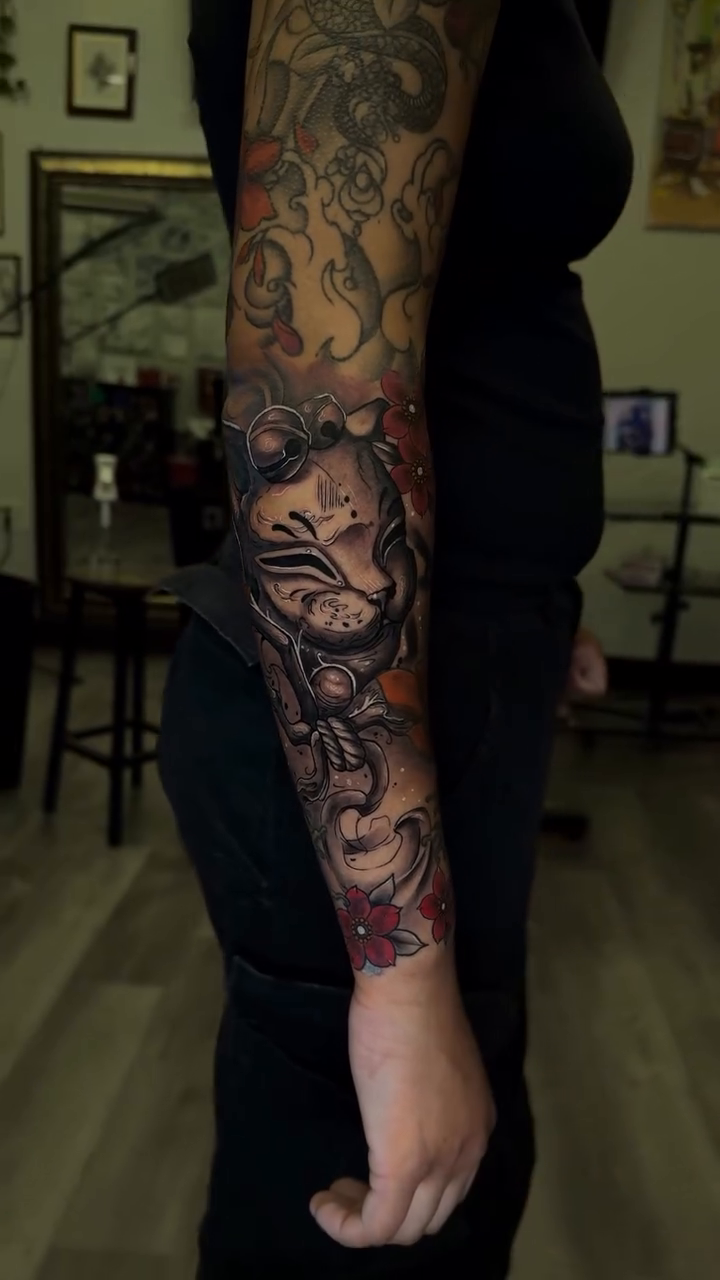 Tattoo by @felixxmtattoo — japanese_irezumi, black_and_grey