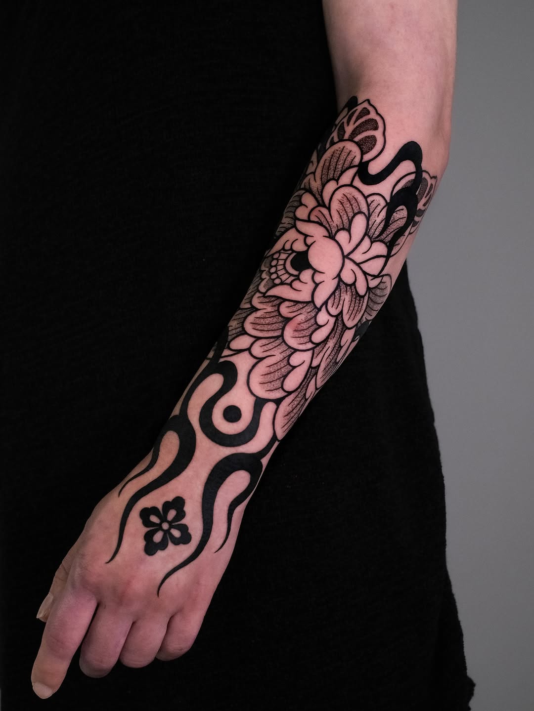 Tattoo by @miyookstattoo — blackwork, ornamental