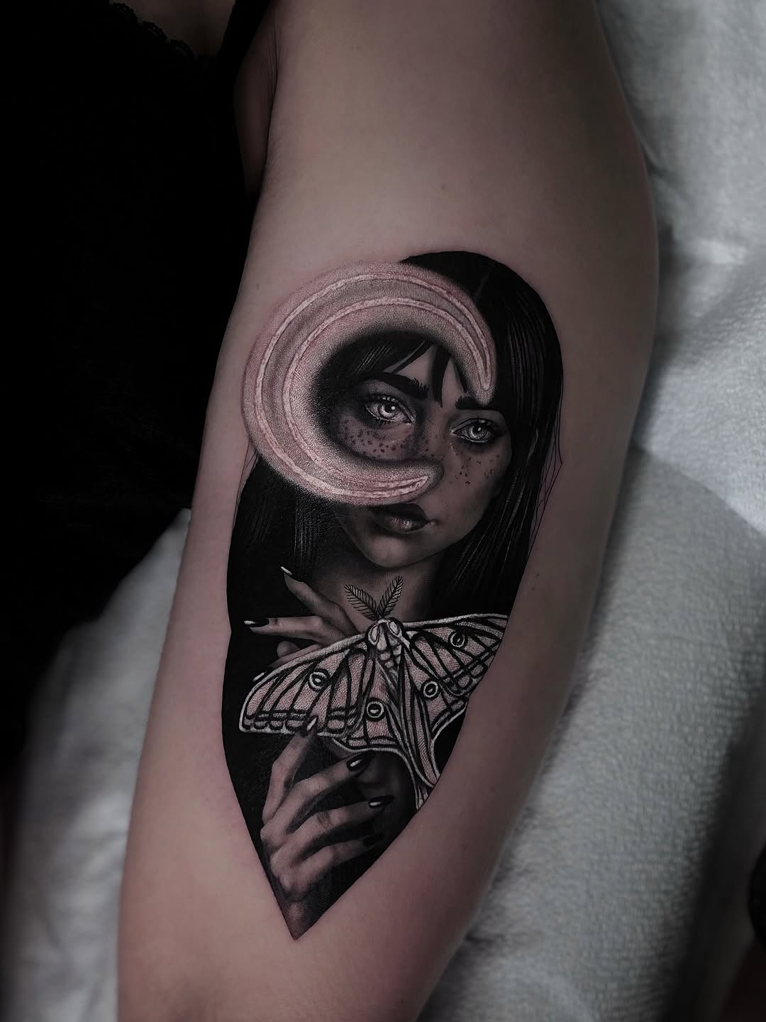 Tattoo by @stretched.marks.tattoo — realism, black_and_grey