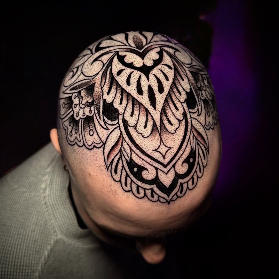 Tattoo by @inkdbydmo — dotwork, ornamental