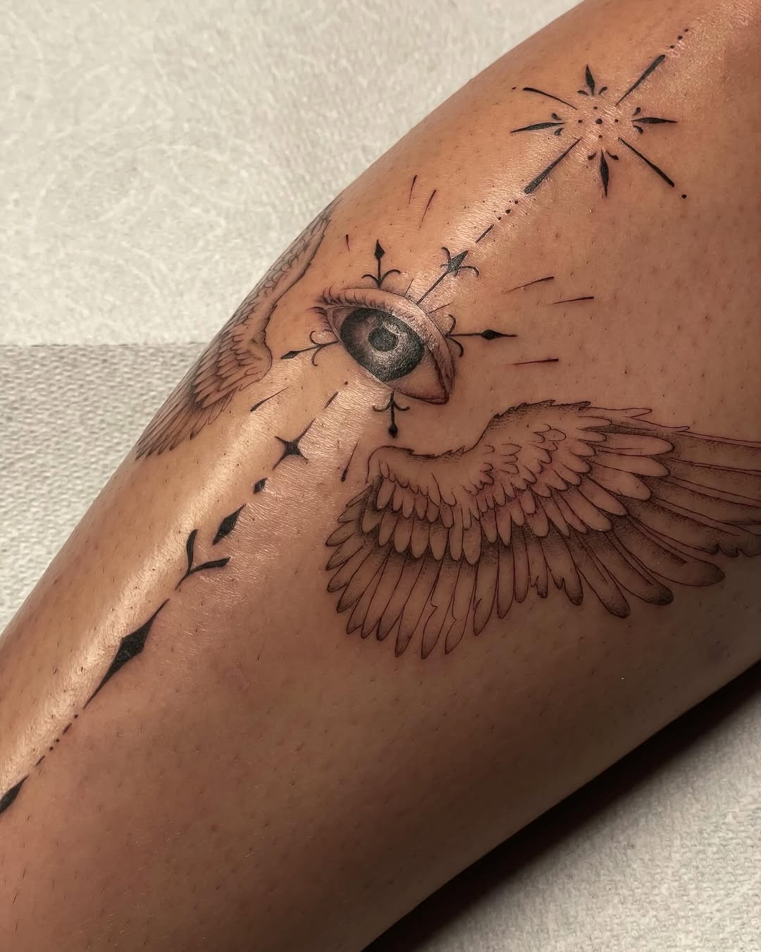 Tattoo by @cvssandra.art — fine_line, black_and_grey