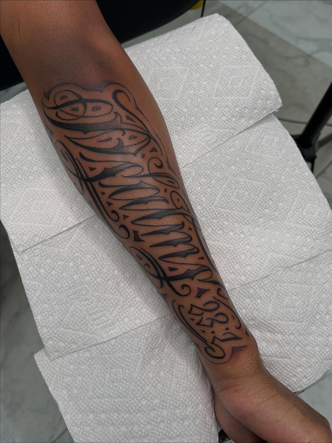 Tattoo by @peterpaychek — lettering_script, chicano