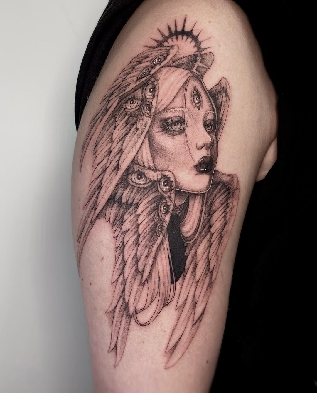 Tattoo by @alexaviolet.ink — black_and_grey, dark_realism
