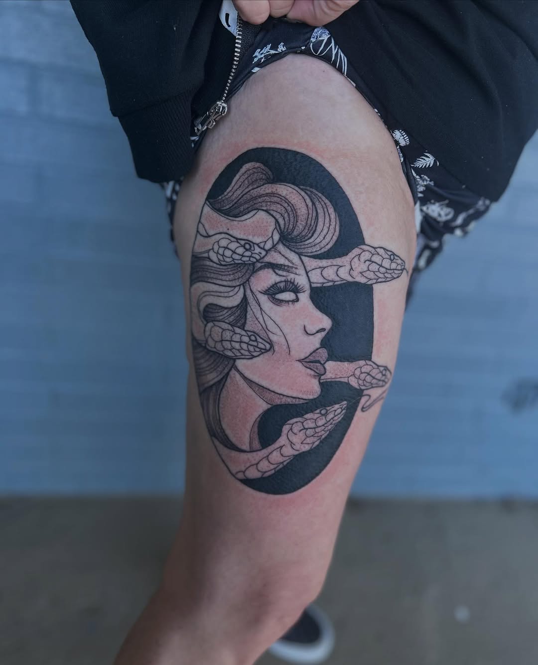 Tattoo by @rabbits.paw.tattoo — black_and_grey, chicano