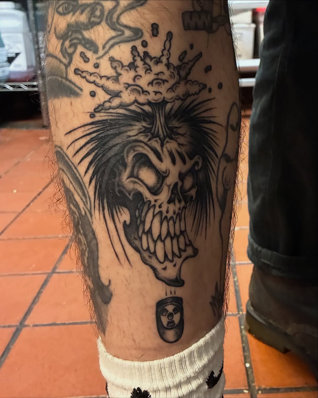 Tattoo by @lilcenzo — black_and_grey, dark_realism