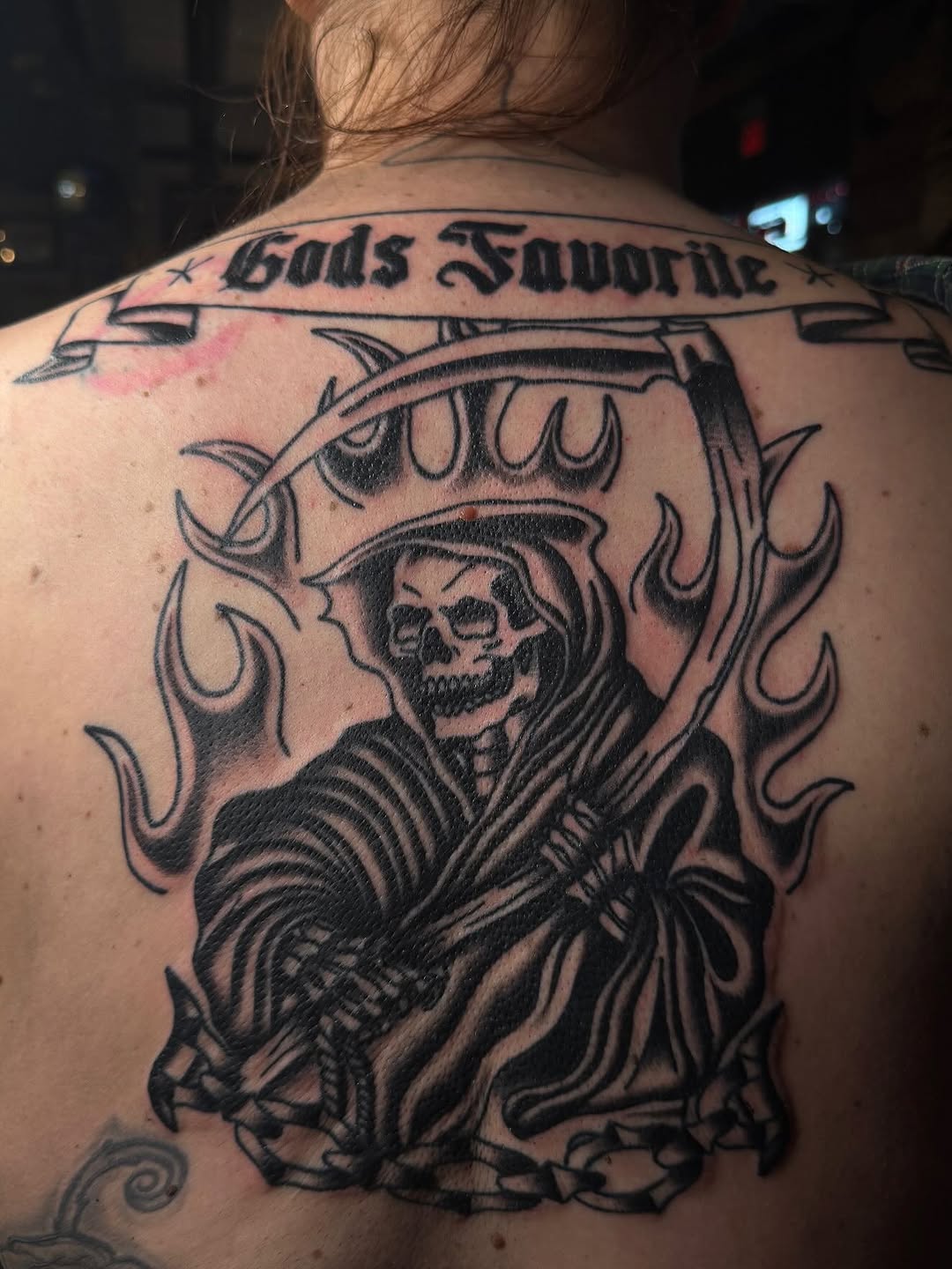 Tattoo by @tankiesfrattoos — black_and_grey, chicano