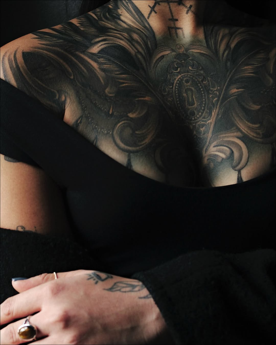 Tattoo by @kelsey.carmela โ black_and_grey, ornamental