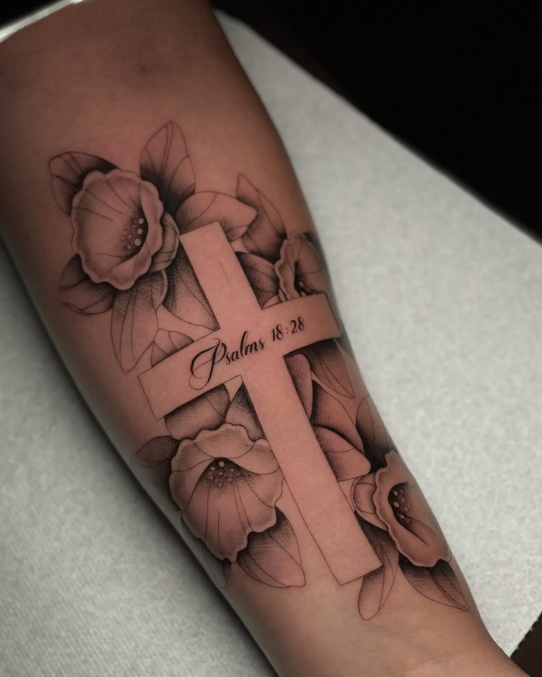 Tattoo by @cvssandra.art — lettering_script, black_and_grey
