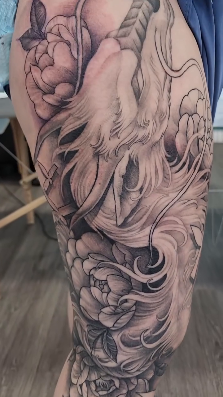 Tattoo by @_robynjade — japanese_irezumi, black_and_grey