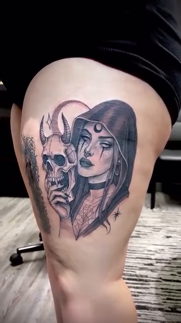 Tattoo by @luismarrufotattoo — dark_realism, black_and_grey