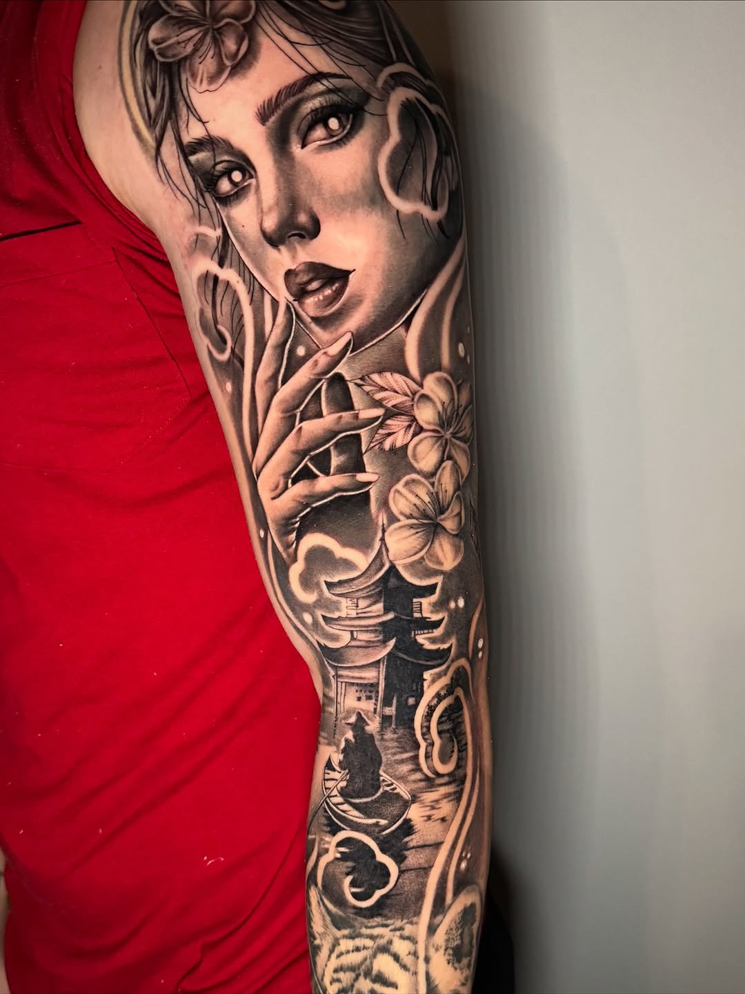 Tattoo by @monicas_tattoos — realism, black_and_grey