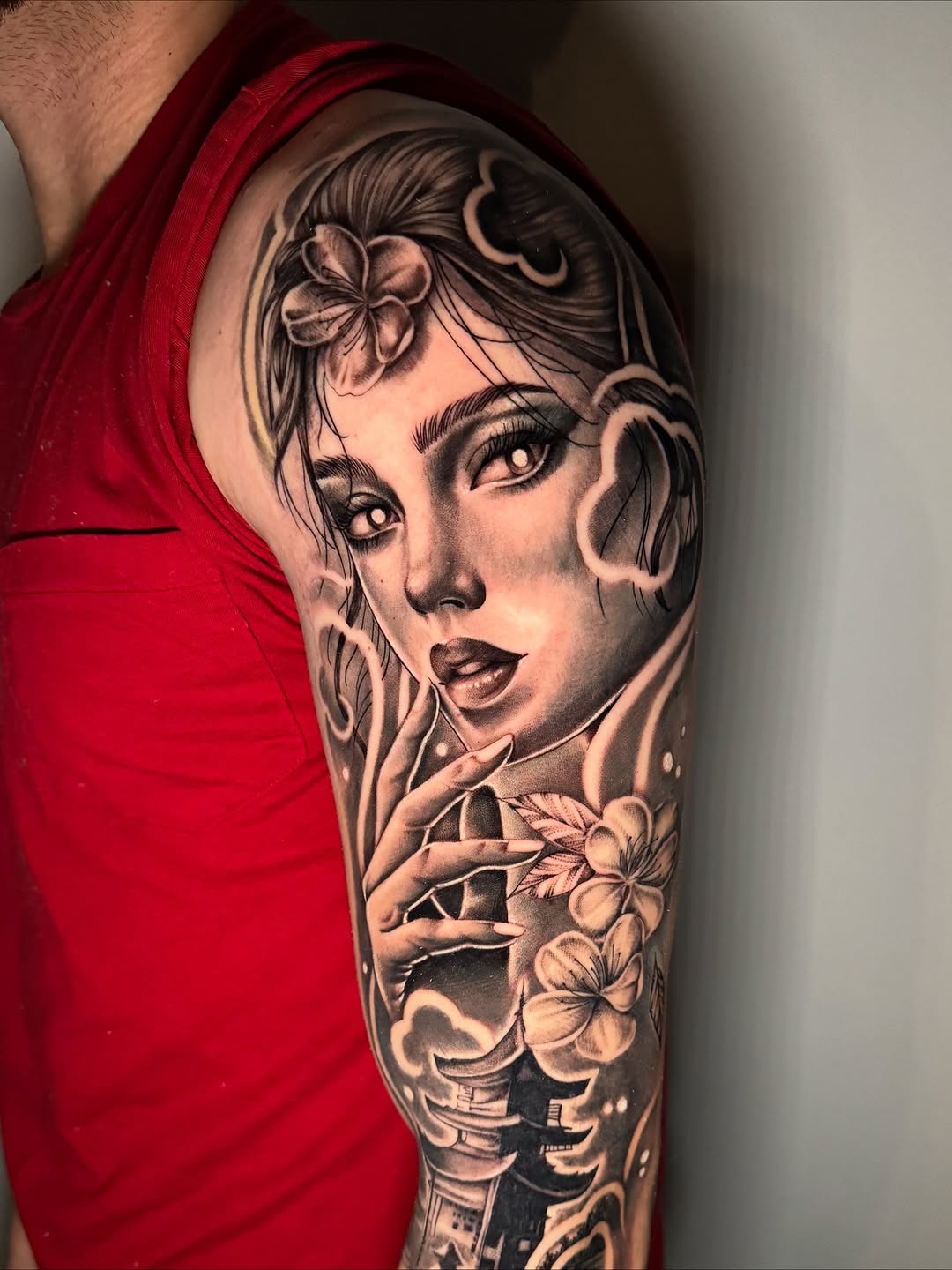 Tattoo by @monicas_tattoos — realism, black_and_grey