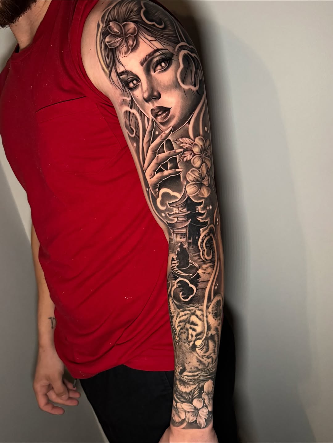 Tattoo by @monicas_tattoos — realism, black_and_grey