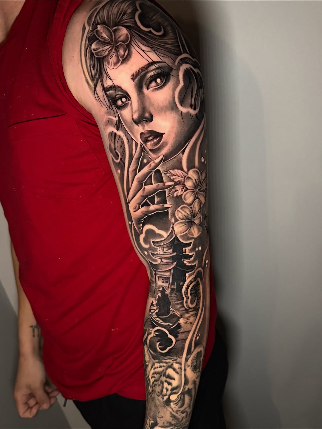 Tattoo by @monicas_tattoos — realism, black_and_grey