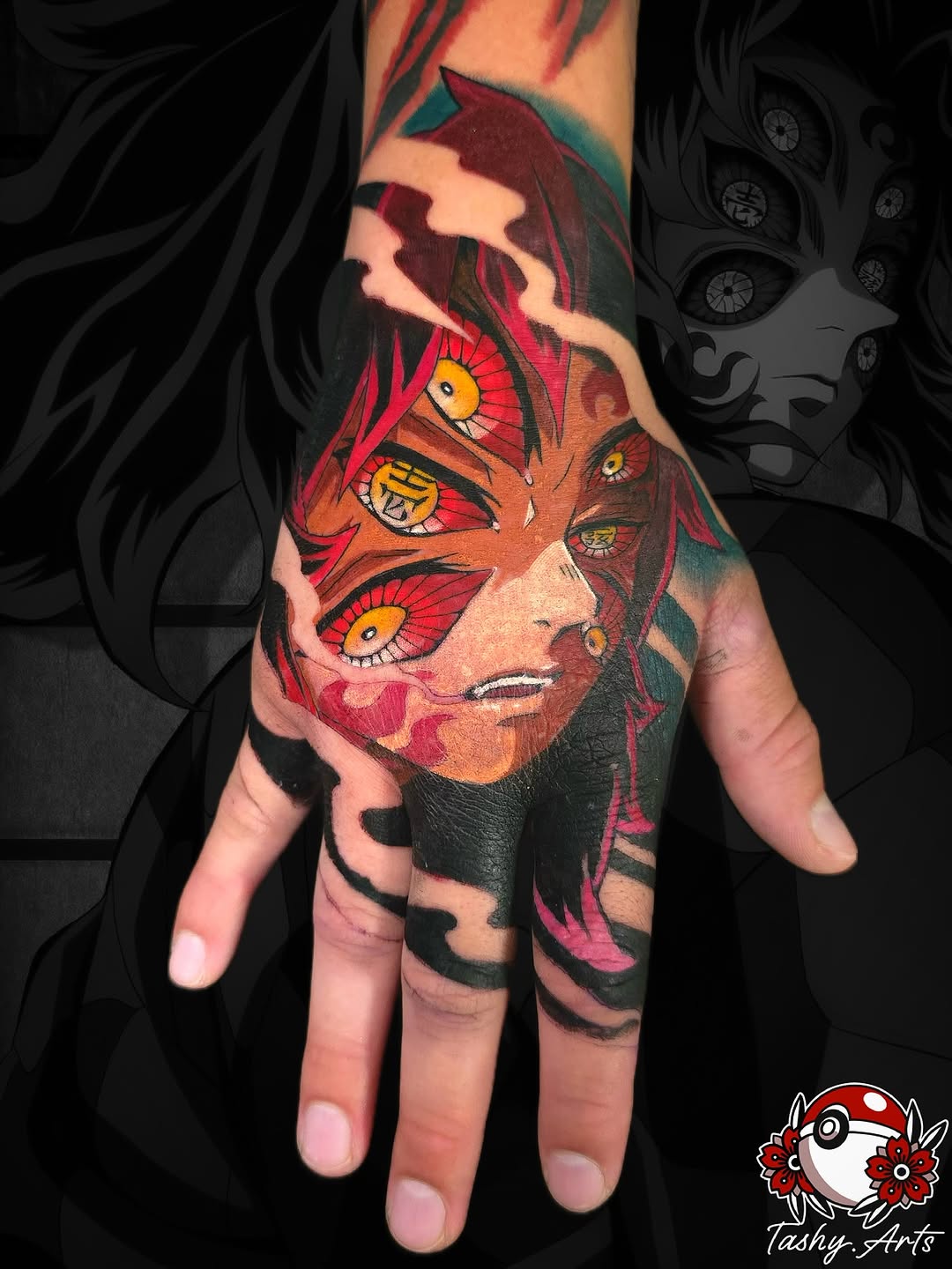 Tattoo by @tashy.arts — anime, blackwork