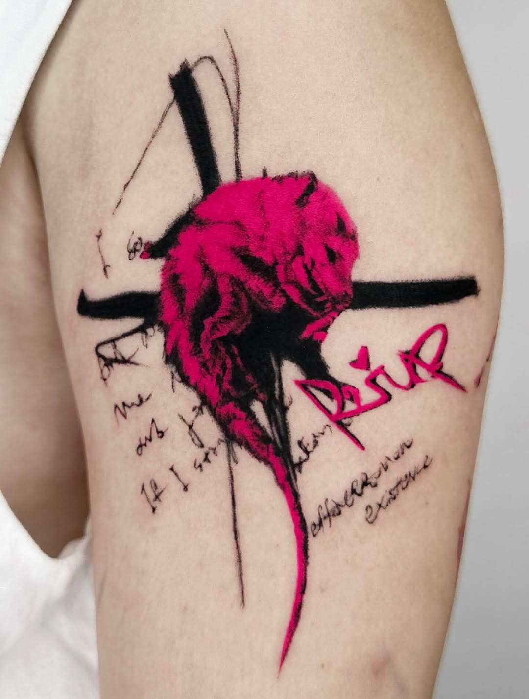 Tattoo by @effacermonexistence — trash_polka, lettering_script