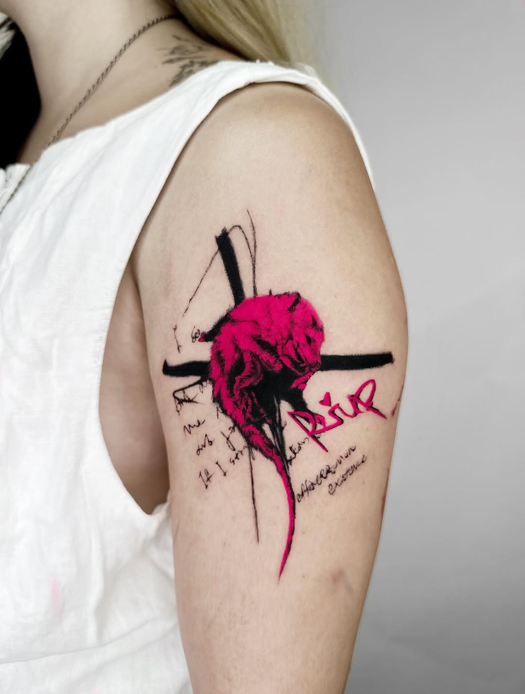 Tattoo by @effacermonexistence — trash_polka, lettering_script